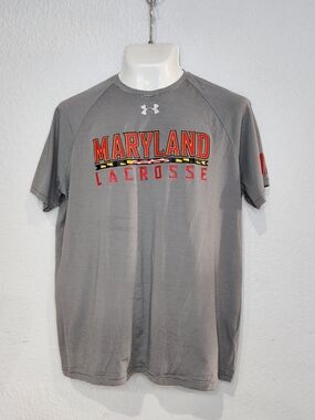 HUNDER ARMOUR LG Gray Maryland Lacrosse Short-Sleeve Performance Tee